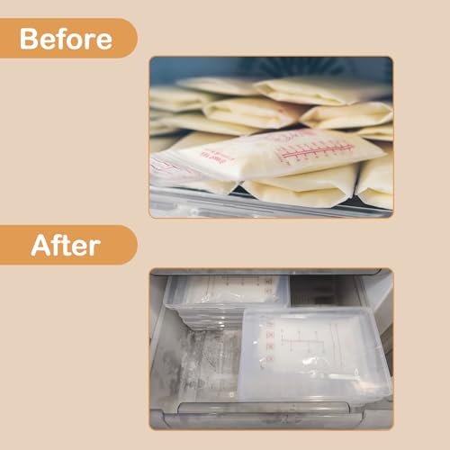 12 Pcs Clear Flat Breast Milk Freezer Storage Organizer Space Saving Breastmilk Plastic Storage Box Freezer Tray Breastfeeding Bag Fridge Organizer for Breastfeed Organization Tools - size: 12 Pcs