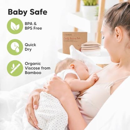 Organic Nursing Pads, 8 Washable Breast Pads,Wash Bag (Bare Beige, M 4.6") - color: Bare Beige, size: 8pk, L 5"
