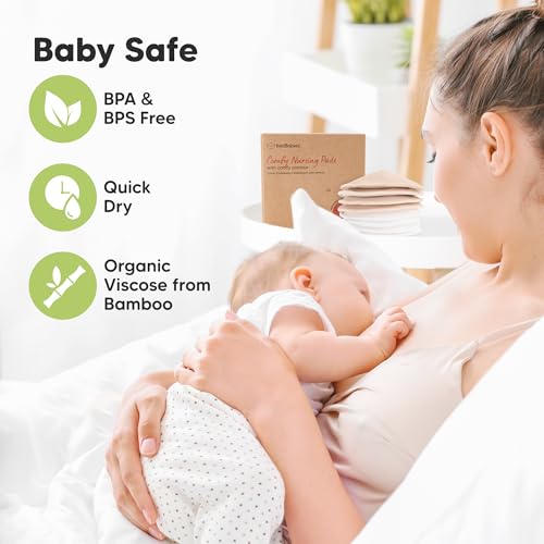 Organic Nursing Pads, 8 Washable Breast Pads,Wash Bag (Bare Beige, M 4.6") - color: Bare Beige, size: 8pk, M 4.6"