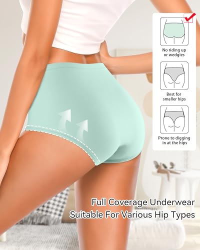 Annenmy High Waisted Panties Women's Cotton Underwear Full Coverage Briefs Soft Breathable Stretch Briefs Regular & Plus Size - color: Multicolor, size: X-Large