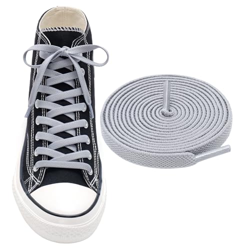 RJ-Sport Flat Elastic Shoe Laces Replacement for Converse High Tops - color: 05-light Gray, size: 40"(100cm)