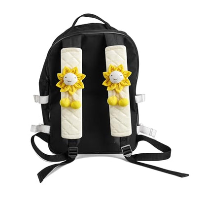 Amooca 2-Pack Braid Pattern Seat Belt Covers Shoulder Pads for Car & Bag - color: Yellow Sunflower