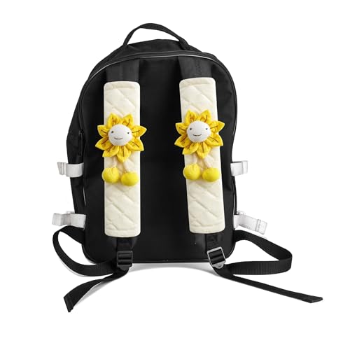 Amooca 2-Pack Braid Pattern Seat Belt Covers Shoulder Pads for Car & Bag - color: Yellow Sunflower