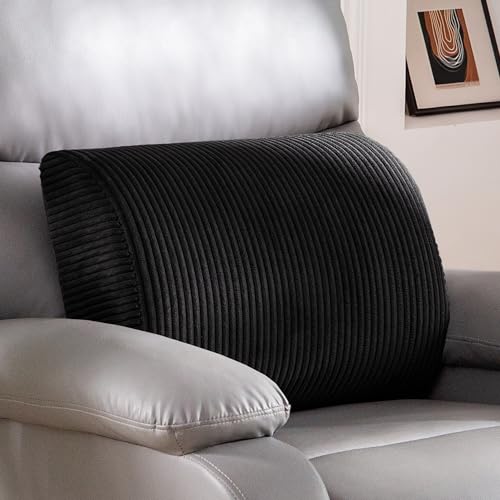 HIGOGOGO Lumbar Support Pillow for Recliner Chair/Accent Chair/Couch, Large Memory Foam Back Support Cushion for Elderly, Recliner Cushions for Back Rest, Pain Relief, Reading, Washable Cover, Black - color: Black, size: 20"x14"x5"