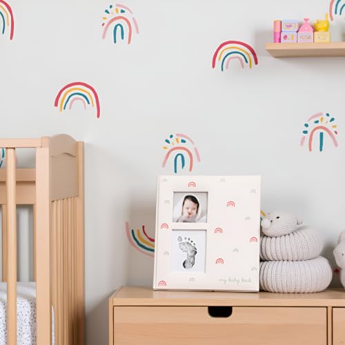 Kate & Milo Baby Memory Book, Gender-Neutral, Rainbow Print - color: Rainbow with Ink Pad