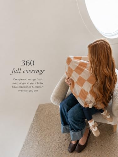 Toci Nursing Cover Poncho – Soft Breathable Breastfeeding Cover, 360° Full Coverage, Lightweight Multi-Use Nursing Scarf - color: Checkered