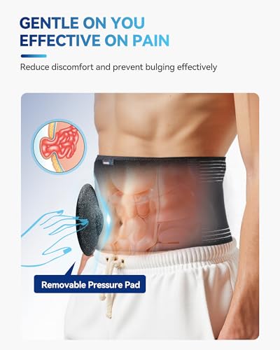 Umbilical Hernia Belt, Adjustable Pressure Support with 3D Pad, XXL - color: Black Stripes, size: XXL