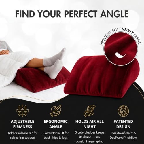 Inflatable Wedge Pillow, Travel, Leg Elevation, Sleep (Red) - color: Red