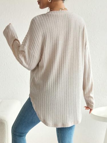 MakeMeChic Women's Maternity Shirts Knit Button Down Nursing Top - color: Apricot, size: Medium