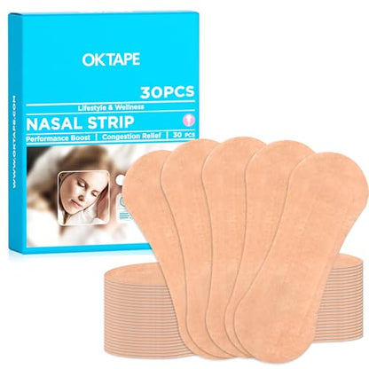 OK TAPE Nose Strips for Breathing and Snoring 30Pcs Beige - color: Beige