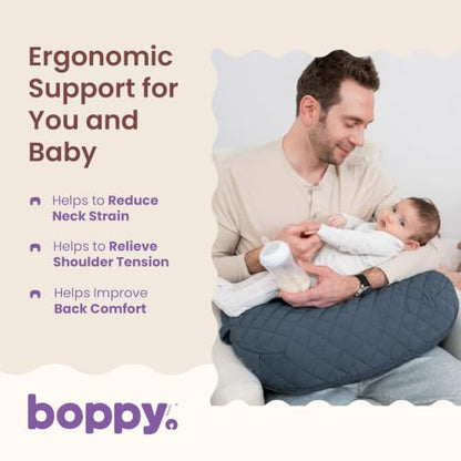 Boppy Nursing Pillow, Luxe Ergonomic Breastfeeding & Baby Feeding Support - color: Luxe - Slate Blue Quilted