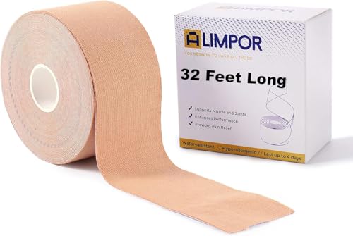 Kinesiology Athletic Tapes, 2inx32 FT Long Sports Tape for Knees and Shoulders Support, Cotton, Hypoallergenic, Waterproof, Strong Adhesive,Beige - color: Beige
