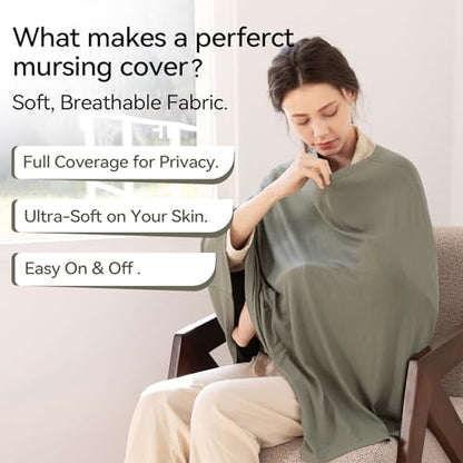 BubblePanda Rayon Made from Bamboo Nursing Cover for Baby Breastfeeding - color: Olive Drab