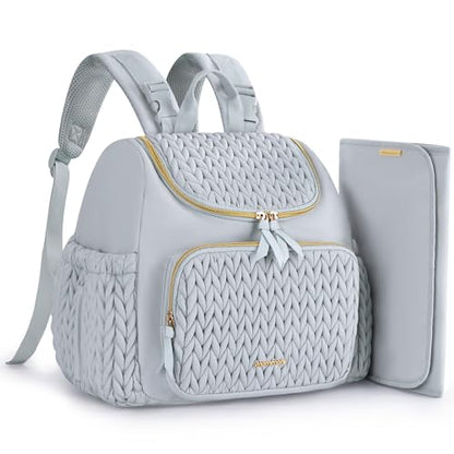 mommore Diaper Bag Backpack, Stylish Mini Baby Bag with Changing Pad - color: Light Blue, size: Small