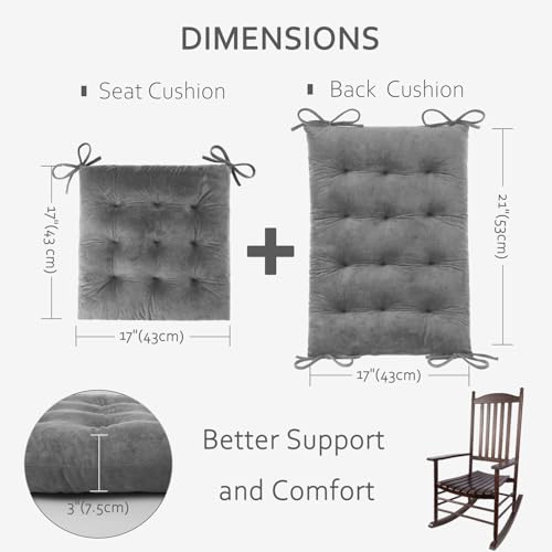 ELFJOY Rocking Chair Cushions Tufted High Back and Seat Cushion Grey - color: Grey
