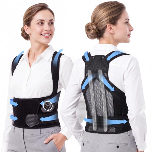 Back Brace Posture Corrector Adjustment: 97.8% Pain Relief, 8H Work-tested - size: Large