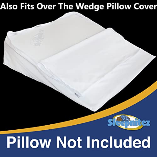 Sleepnitez 8" Wedge Pillow Case Cover, 100% Egyptian Cotton Sateen, White
