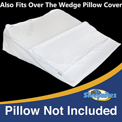 Sleepnitez 8" Wedge Pillow Case Cover, 100% Egyptian Cotton Sateen, White