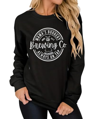 Women Maternity Nursing Sweatshirt Mama's Boobery Hidden Zipper Hoodies - color: Black, size: Medium