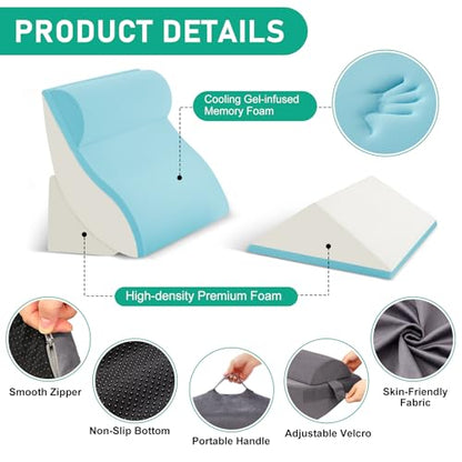 4PCS Wedge Pillow Set for After Surgery, Velvet Grey - color: Velvet Grey