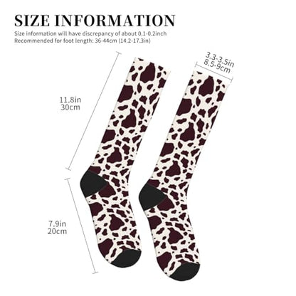 Compression Socks Knee High Support Stockings Women Men - color: Cute Cow Skin