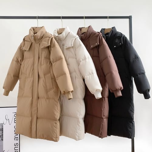 PUFFIT Long Puffer Jacket for Women,2025 Thickened Winter Coat Hooded with Deep Pockets, Ladies Warm Winter Jacket - color: Black, size: X-Small