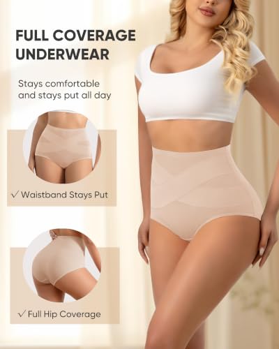 Women's Cotton Underwear High Waisted Post Partum Soft Panties 4 Pack - color: D-multicolor, size: Medium
