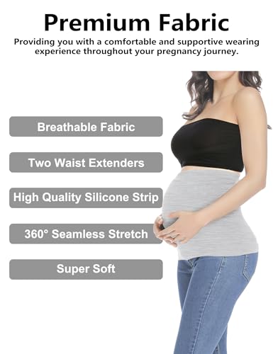 Belly Bands for Pregnant Postpartum Belly Band - color: Black + Light Gray, size: 2