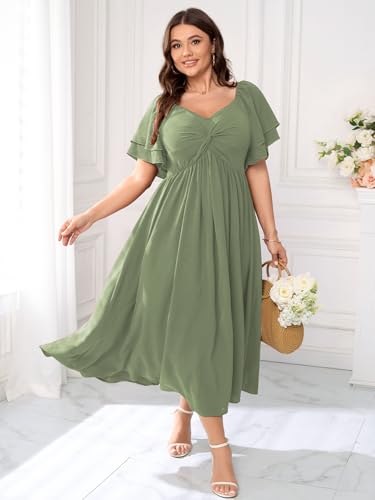 SCOMCHIC Women's Plus Size Cocktail Dress - color: Sage Green, size: X-Large Plus