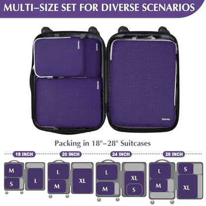 Gonex Compression Packing Cubes, 4-Piece Expandable Travel Organizers - color: 4-Purple, size: 4 Set