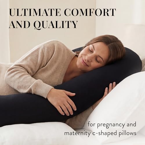 Betty Dain Stretch Jersey Maternity Pillowcase, C-Shape, 60" x 25", Black - color: Black