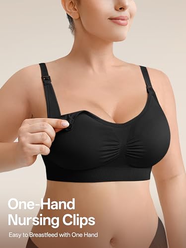 Angelhood Women Nursing Bras for Breastfeeding 5 Pack, Maternity Sleep Bra - color: 5 Pack Multicoloured L, size: Medium