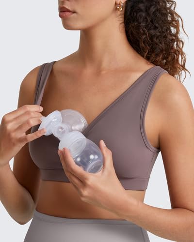 G4Free BareFeel Maternity Bra Wireless Nursing for Breastfeeding V Neck - color: Taupe, size: Medium