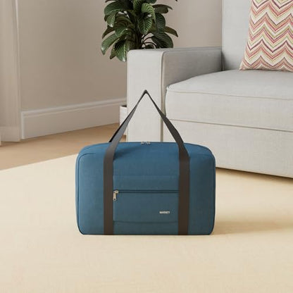 Narwey Personal Item Travel Bag, Foldable Carry on Duffle Bag for Women Men - color: AA-Thick Series Navy Blue, size: without Shoulder Strap