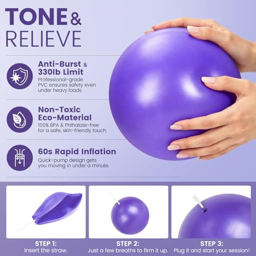 Pilates Kit for Women 13PCS, Pilates Ring Ball Resistance Bands Workout Set - color: Purple