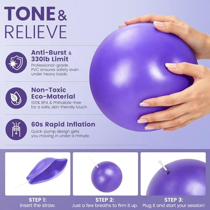 Pilates Kit for Women 13PCS, Pilates Ring Ball Resistance Bands Workout Set - color: Purple
