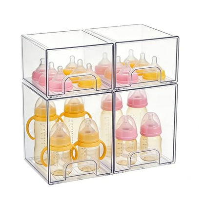 UFORU Baby Bottle Organizer,Stackable 4‑Pack Storage Drawers with Pads - style: 4PCS
