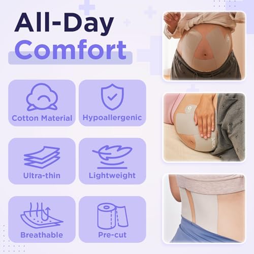 OK TAPE Pregnancy Belly Tape, Hypoallergenic Precut Belly Band Support - size: L
