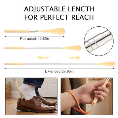 Telescoping Shoehorn Handle Retractable Telescopic Shoehorn Foldable Shoehorn Shoe Puller Adjustable Shoe Aids - color: Yellow