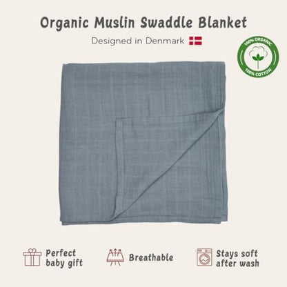 Swaddle Blanket, 100% Organic Cotton Muslin, 47"x47" Newborn - color: Tradewins