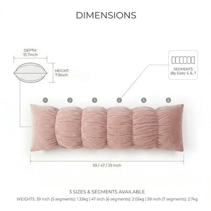 Pat. Pend. Segmented Body Pillow for Side Sleepers, 47 Inch, Pink - color: Pink, size: 47"*15.7"