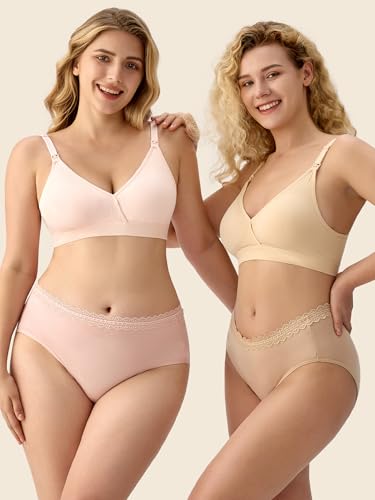 HBselect Nursing Bras for Breastfeeding, Seamless Maternity Bra Wireless - color: B: 5 Pack(black/Grey/White/Beige/Pink), size: X-Large