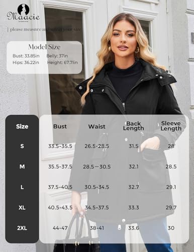 Maacie Maternity 3 in 1 Winter Coat Thicken Quilted Outwear with Pockets - color: Black, size: Small