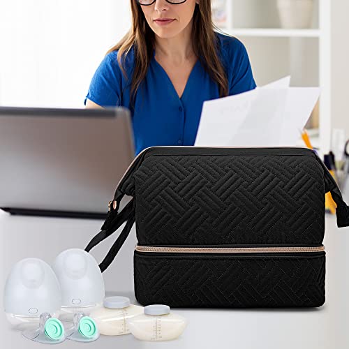Fasrom Wearable Breast Pump Bag Compatible with Eufy, Medela & Elvie Pumps - color: Black