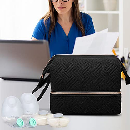 Fasrom Wearable Breast Pump Bag Compatible with Eufy, Medela & Elvie Pumps - color: Black