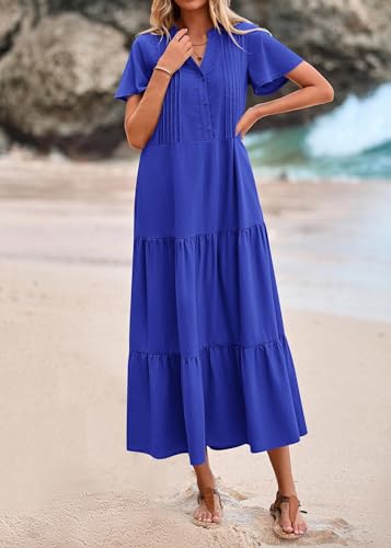 KIRUNDO Summer Maxi Dresses for Women with Pockets 2026 - color: Royal Blue, size: Small