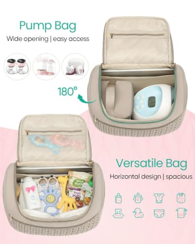 Qualyphant Breast Pump Bag for Spectra S1/S2 & Medela with Insulated Cooler - color: Light Khaki