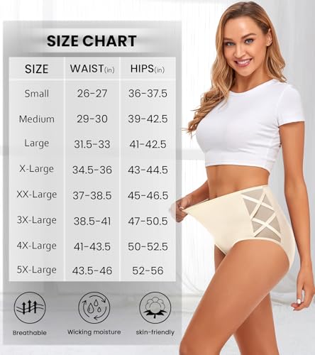 CULAYII High Waisted Underwear for Women Cotton No Muffin Top Full Coverage Briefs Soft Stretch Ladies Panties 5 Pack - color: 5 Pack-z-multicoloured, size: Medium