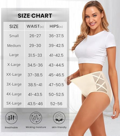 CULAYII High Waisted Underwear for Women Cotton No Muffin Top Full Coverage Briefs Soft Stretch Ladies Panties 5 Pack - color: 5 Pack-z-multicoloured, size: Medium