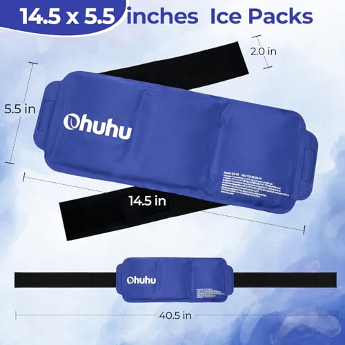 Ohuhu Ice Pack for Injuries Reusable, 2-Pack Hot & Cold Gel Wrap with Strap - color: Blue, size: 14.5"x5.5"(2 Pack)